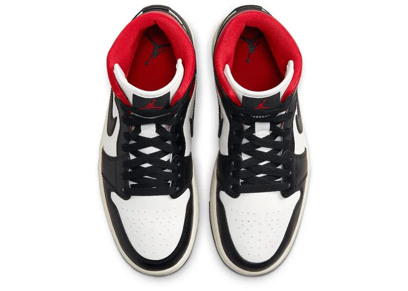 Air Jordan 1 Mid Black Sail Gym Red (W)