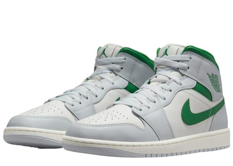 Jordan 1 Mid White Pure Platinum Pine Green