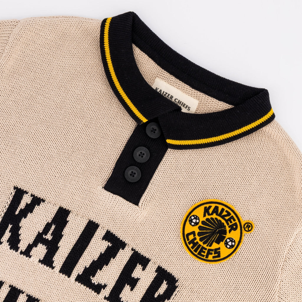 Kaizer Chiefs Heritage 3 Button Polo Knit SS Ivory