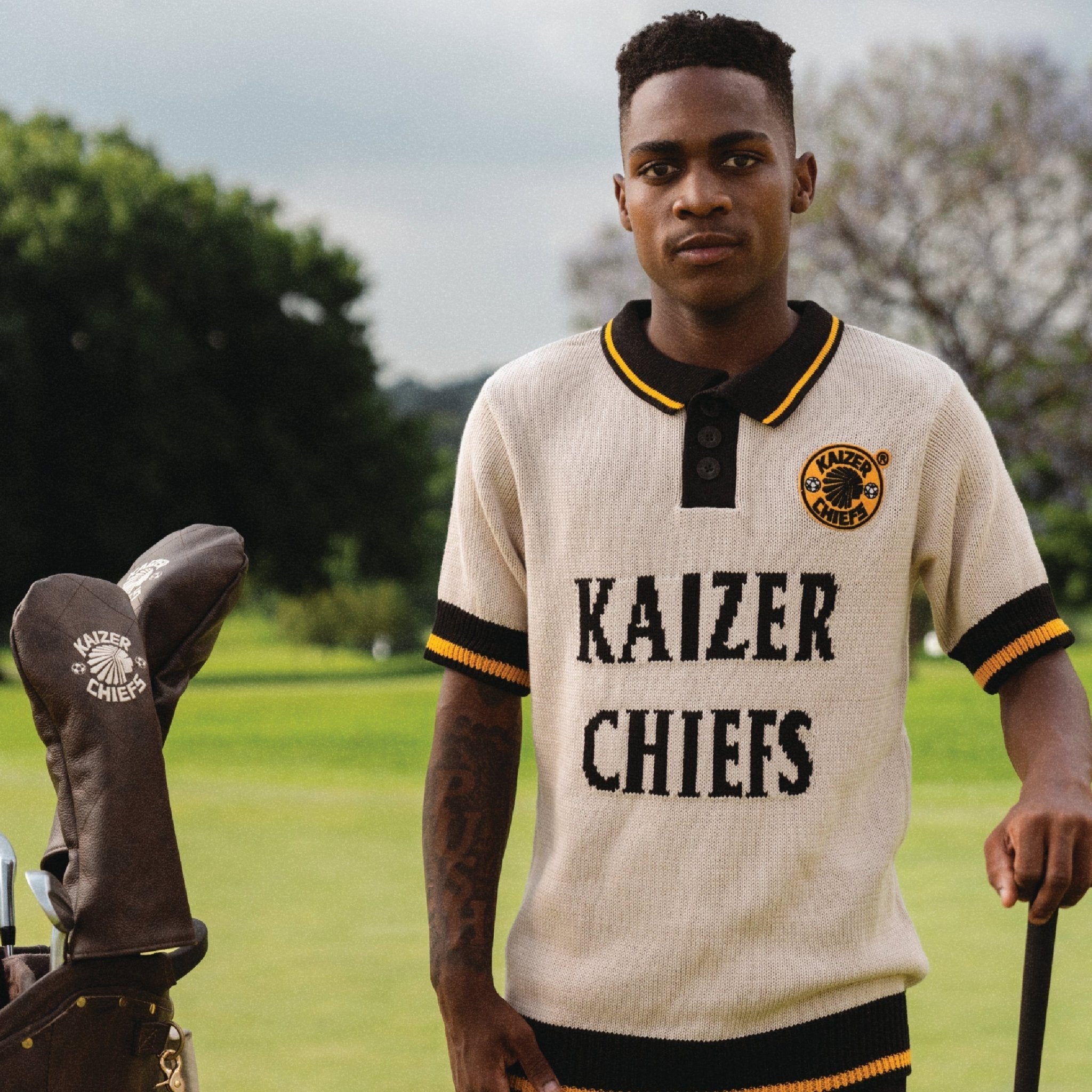 Kaizer Chiefs Heritage 3 Button Polo Knit SS Ivory