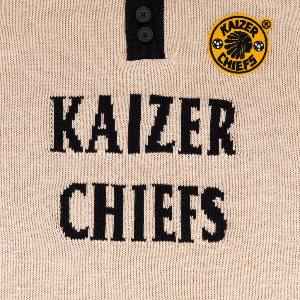 Kaizer Chiefs Heritage 3 Button Polo Knit SS Ivory
