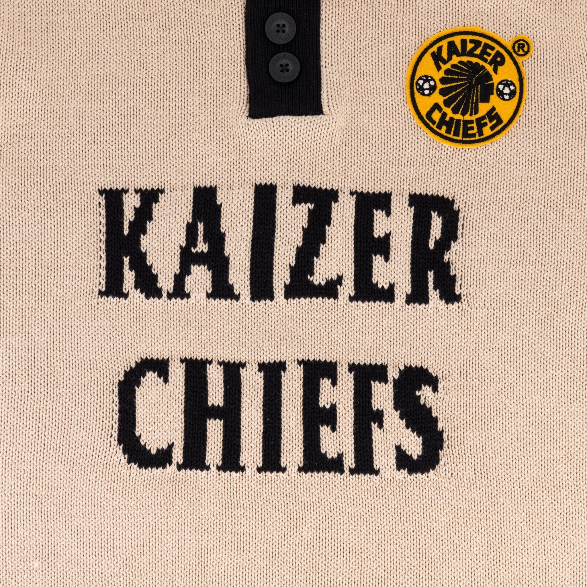 Kaizer Chiefs Heritage 3 Button Polo Knit SS Ivory