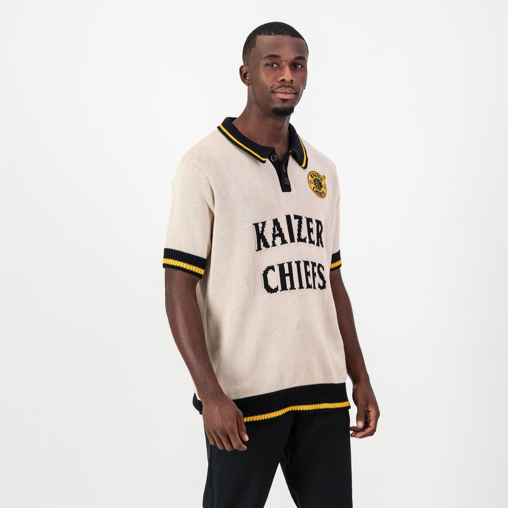 Kaizer Chiefs Heritage 3 Button Polo Knit SS Ivory