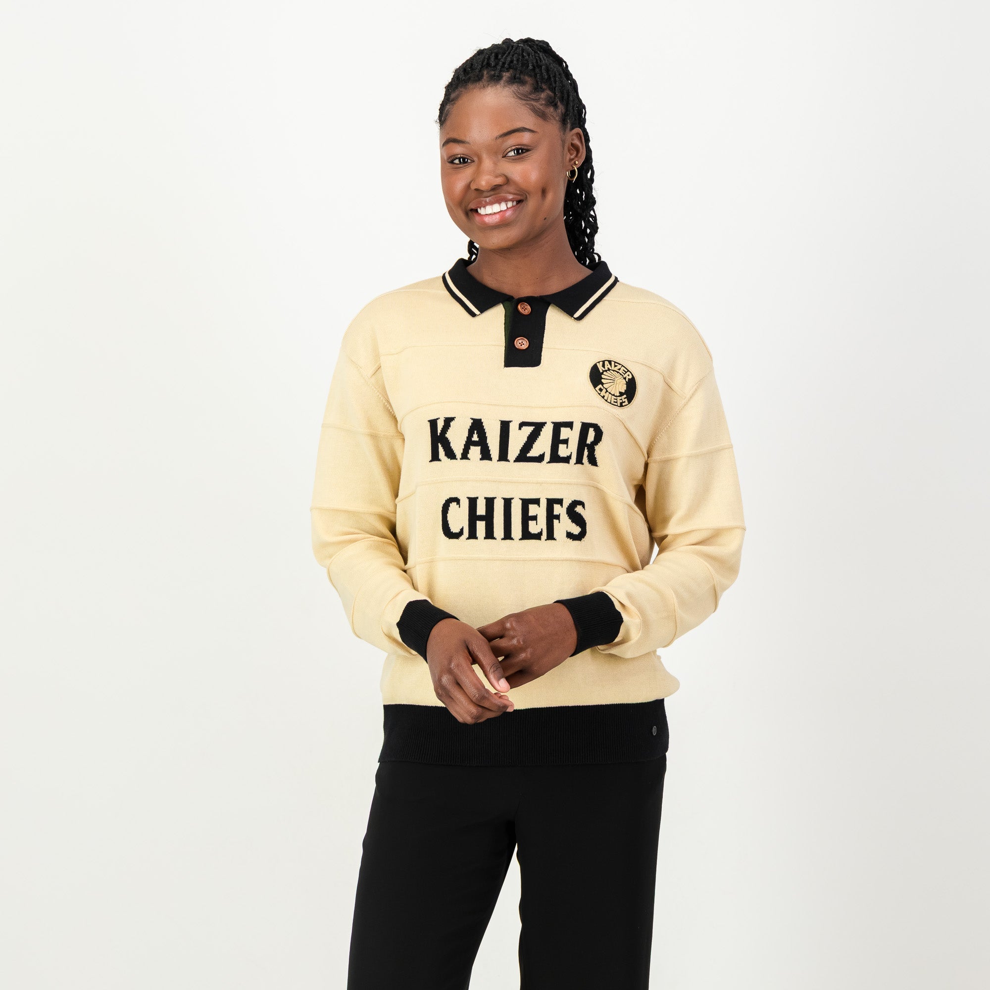 Kaizer Chiefs Long Sleeve Knitted Jersey-Butter