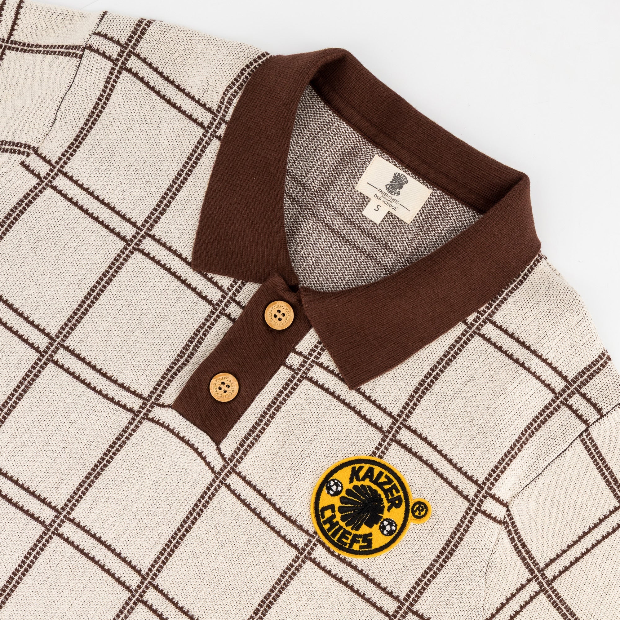 Kaizer Chiefs SS Check Knitted Jersey-Ivory