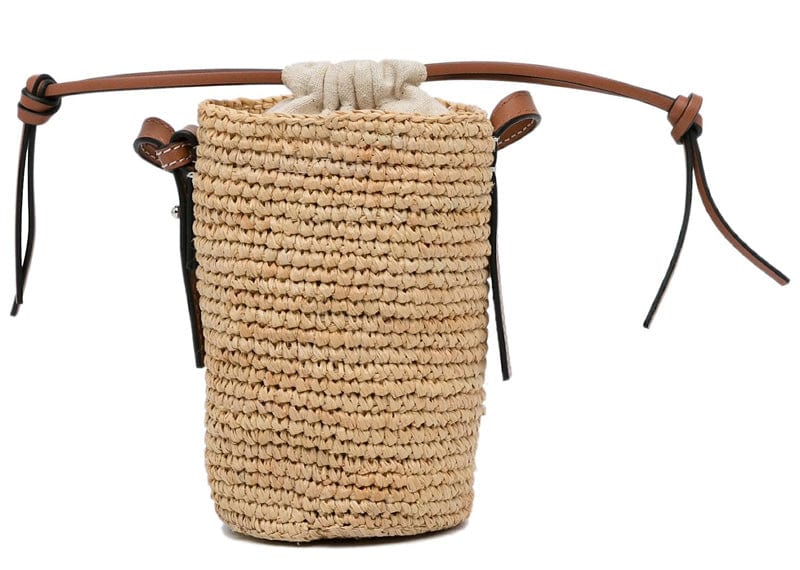 Loewe Brown x Paula Ibiza Raffia Cylinder Pocket Bag Beige