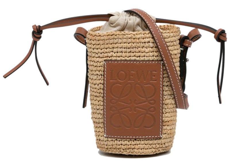 Loewe Brown x Paula Ibiza Raffia Cylinder Pocket Bag Beige