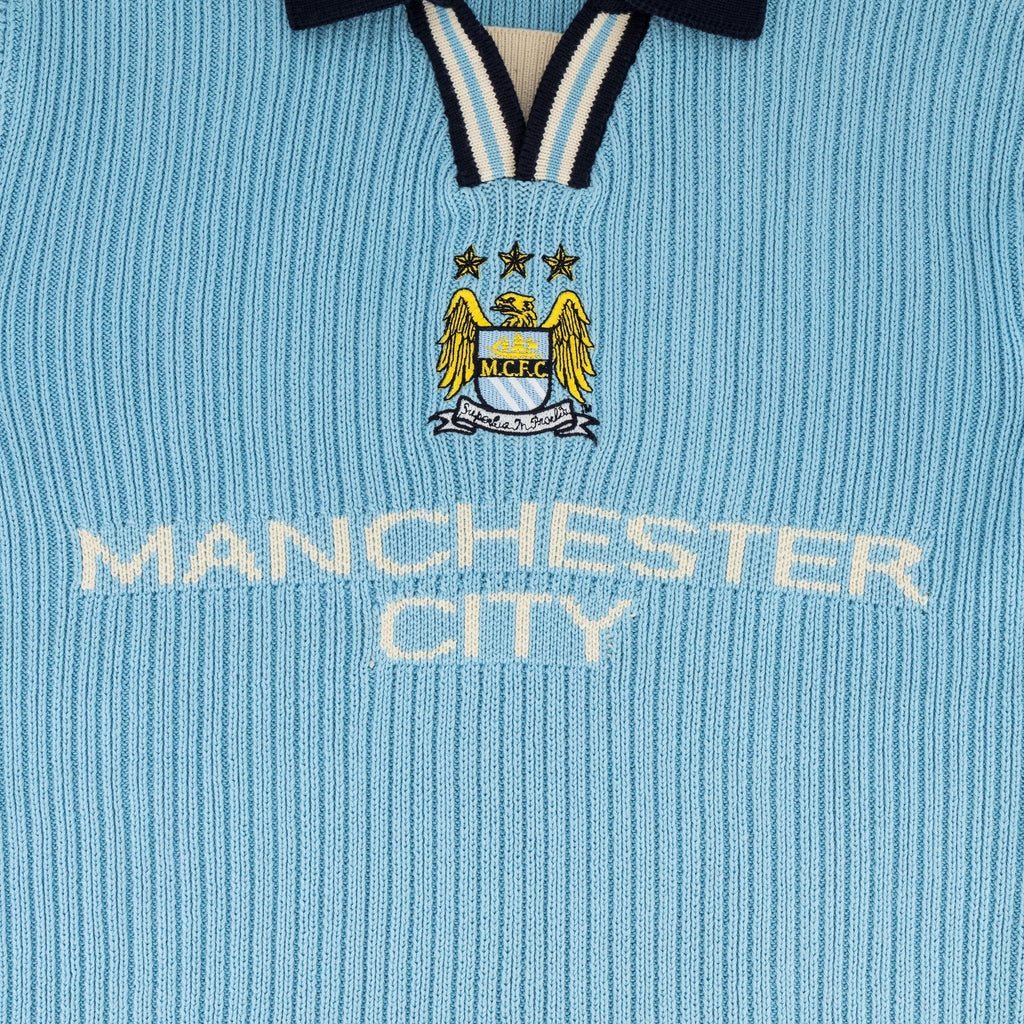 Manchester City Retro LS Knit Jersey-Sky Blue