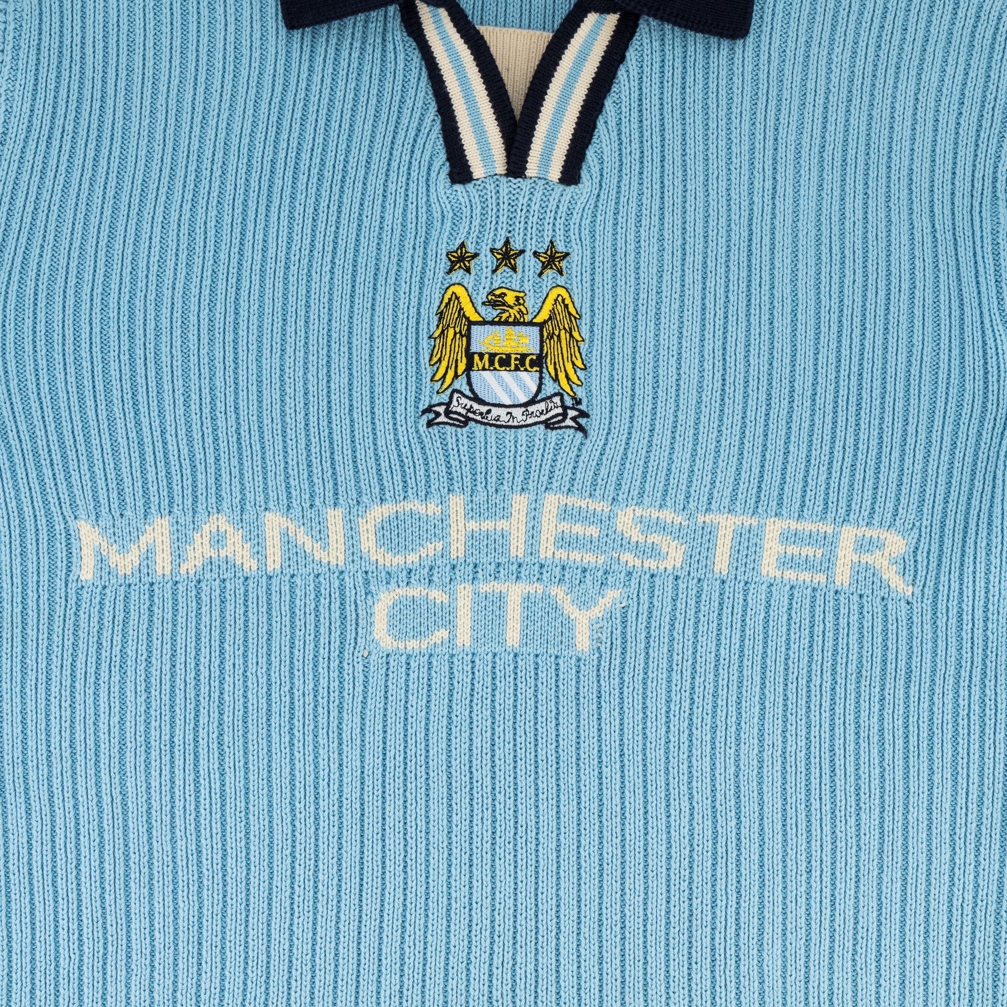 Manchester City Retro LS Knit Jersey-Sky Blue