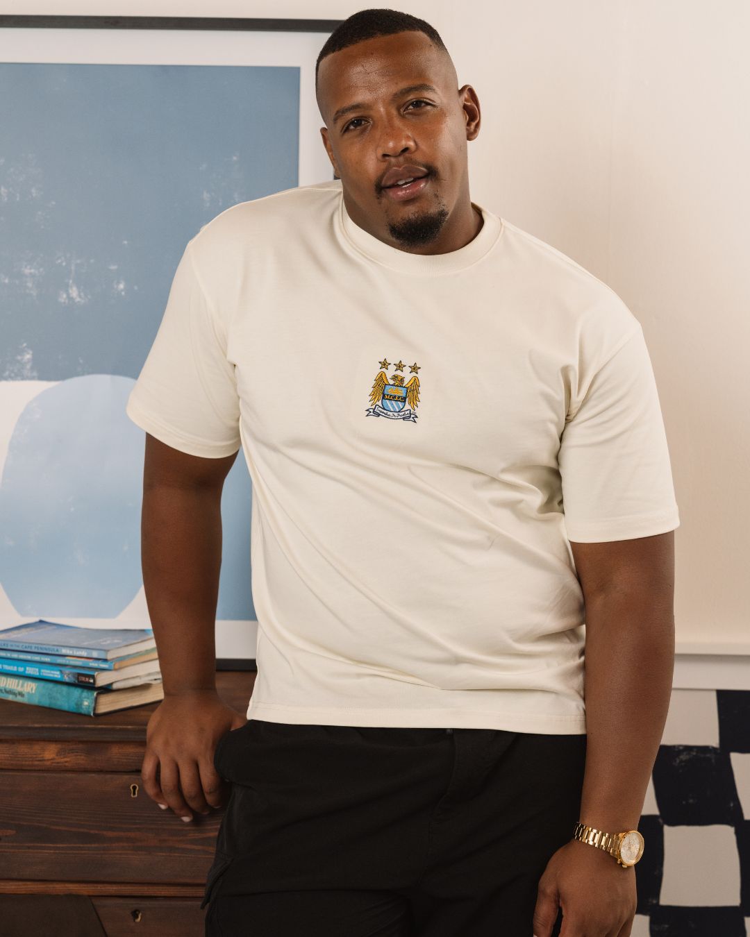 Manchester City Vintage Crest Boxy Tee-Cloud Dancer