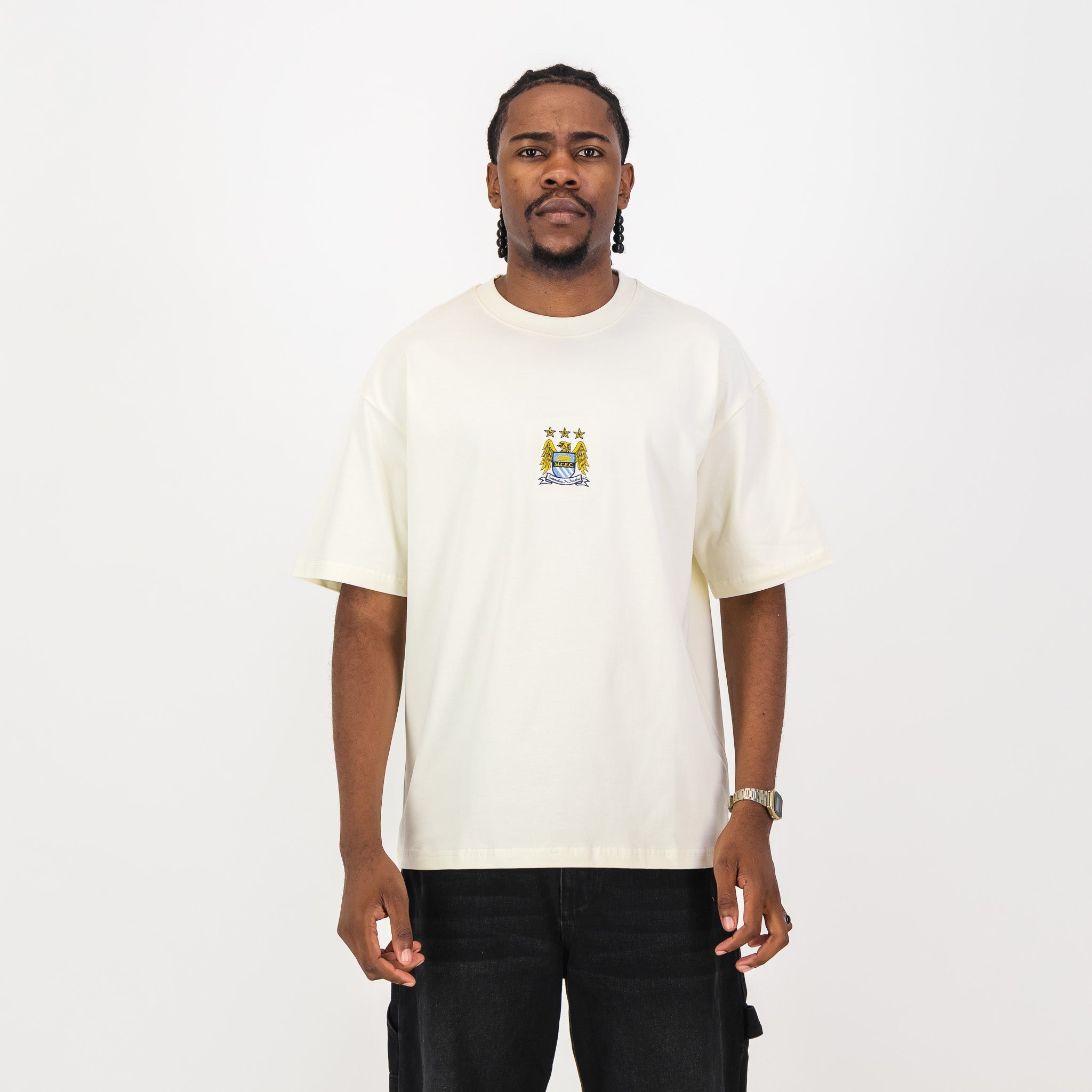 Manchester City Vintage Crest Boxy Tee-Cloud Dancer