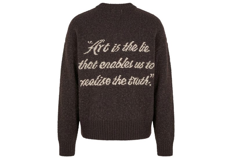 Manière De Voir Art Slogan Brushed Wool Knit Jumper Brown
