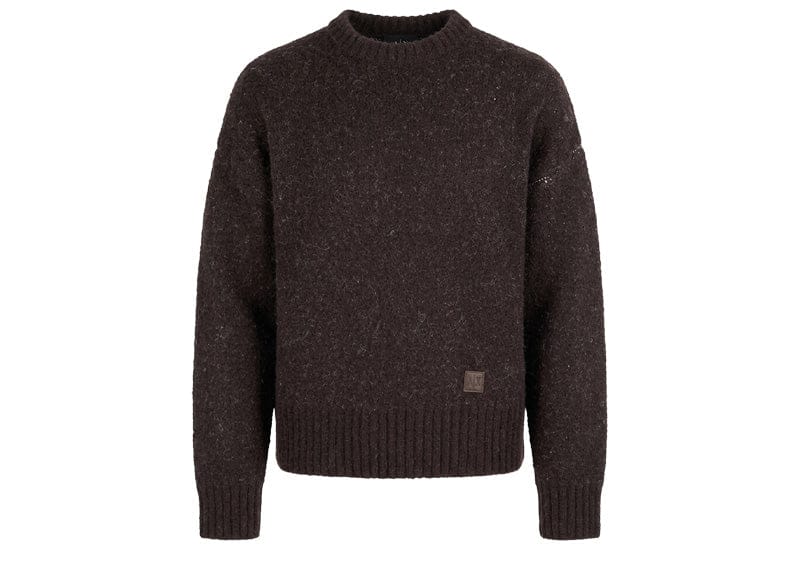 Manière De Voir Art Slogan Brushed Wool Knit Jumper Brown