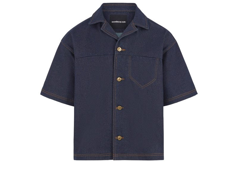 Manière De Voir Boxy Denim Revere Shirt Indigo