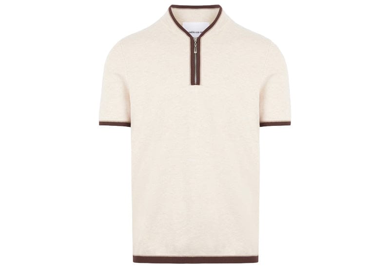 Manière De Voir Clement Crewneck Zip Polo Shirt Cream