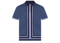 Manière De Voir Contrast Border Zip Polo Blue