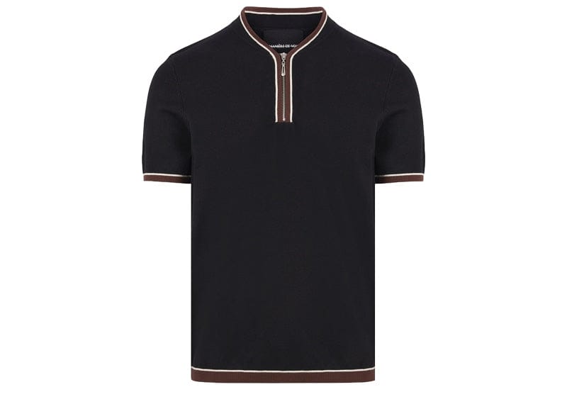 Manière De Voir Crewneck Zip Polo Shirt Black
