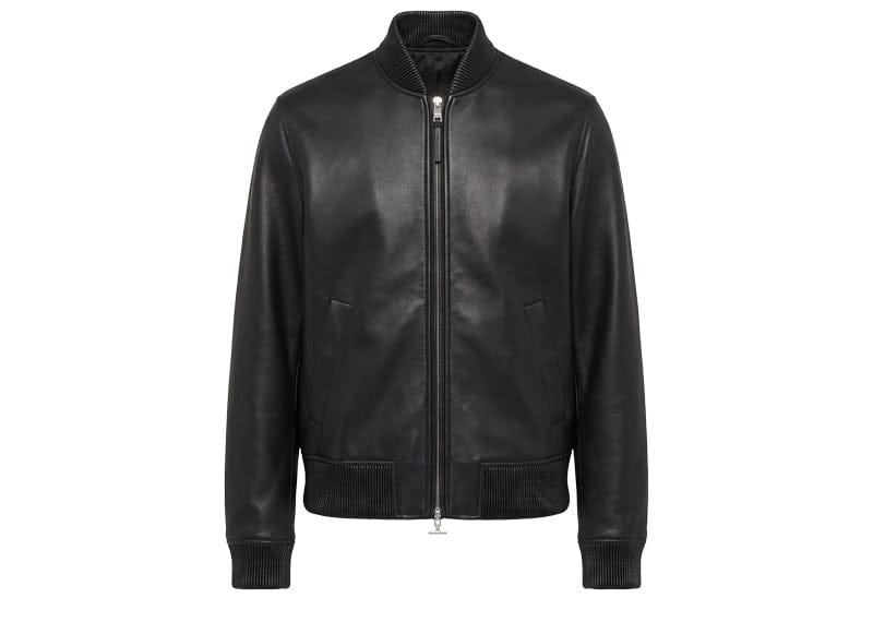 Manière De Voir Faux Leather Bomber Jacket Black