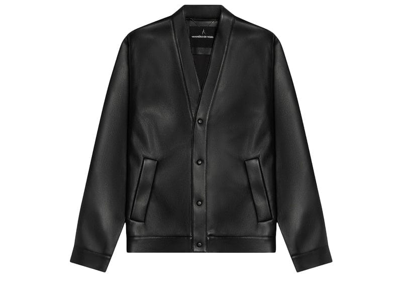 Manière De Voir Leather Cardigan Black