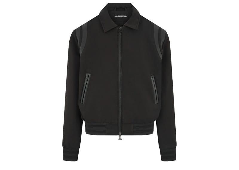 Manière De Voir Leather Panelled Varsity Jacket Black