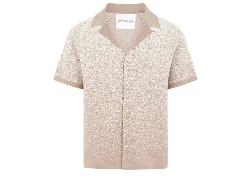 Manière De Voir Ombre Knit Revere Shirt Beige/White