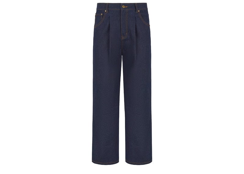 Manière De Voir Pleated Denim Jeans Indigo