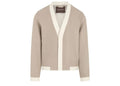 Manière De Voir Textured Contrast Cardigan Beige