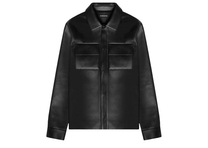 Manière De Voir Vegan Leather Shirt Jacket Black