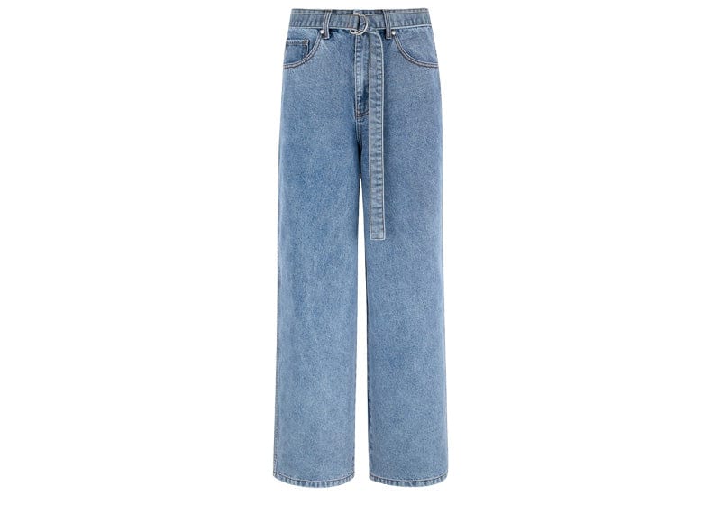 Manière de Voir Wide Leg Belted Jeans Blue Wash