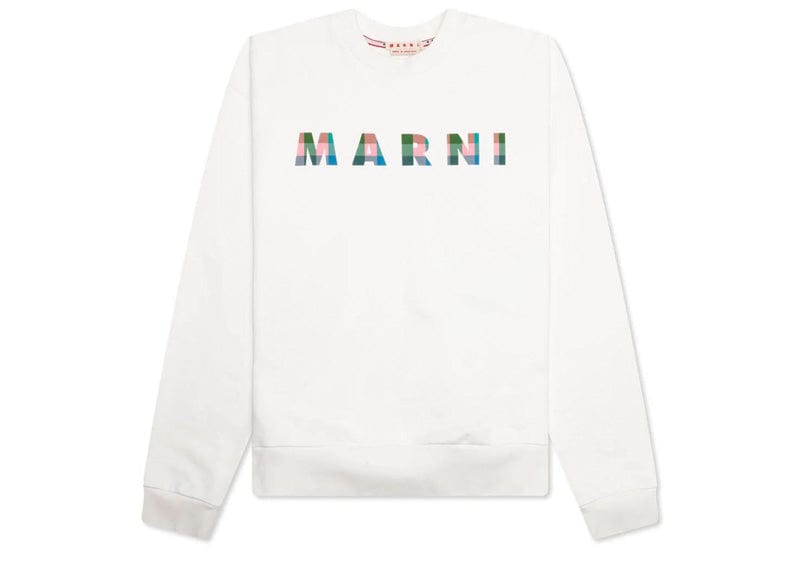 Marni Gingham Logo Sweatshirt Natural White