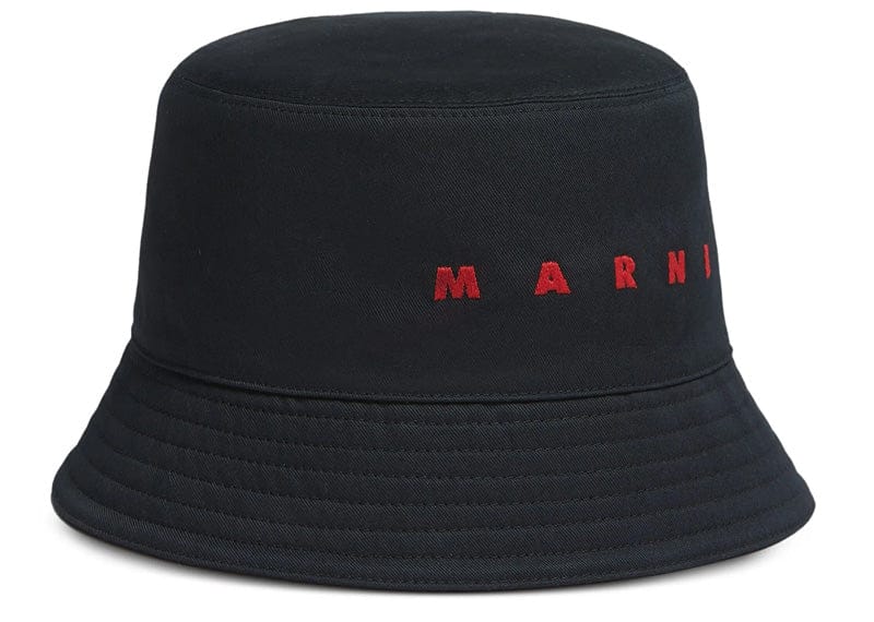 Marni Logo Embroidered Bucket Hat Black