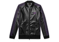 Needles Rib Collar Track Jacket Synthetic Leather Lame Tape Black