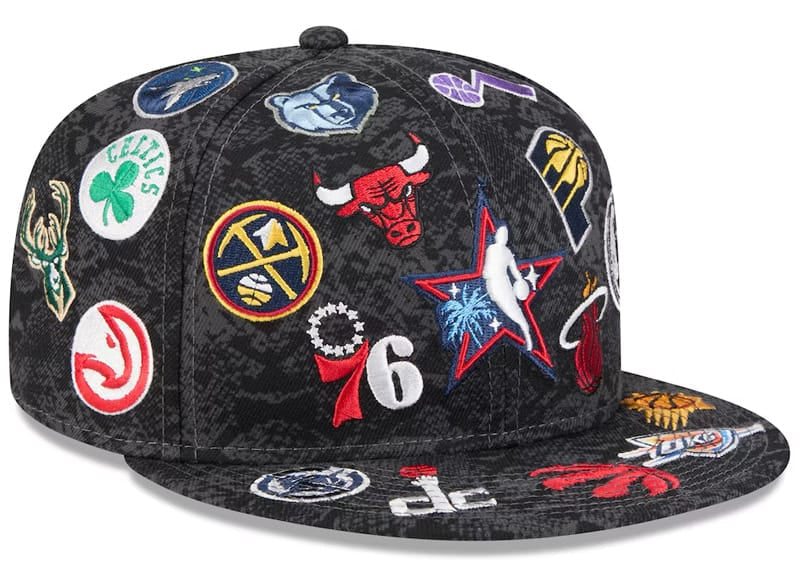 New Era 2026 NBA All-Star Game Allover Logos 59FIFTY Fitted Hat Black/Multicolor 7 5/8
