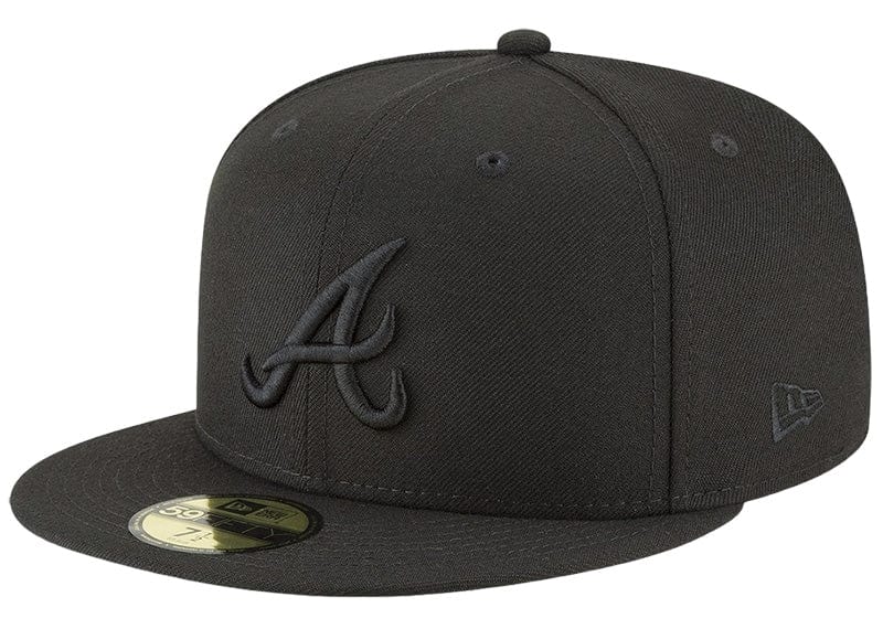 New Era Atlanta Braves Blackout Basic 59FIFTY Fitted Hat Black 7 1/4