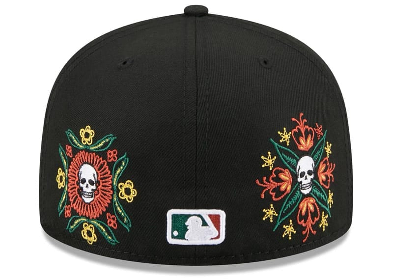 New Era Los Angeles Dodgers Day Of The Dead Skull & Flowers 59FIFTY Fitted Hat Black 7 5/8