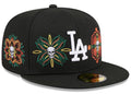 New Era Los Angeles Dodgers Day Of The Dead Skull & Flowers 59FIFTY Fitted Hat Black 7 5/8
