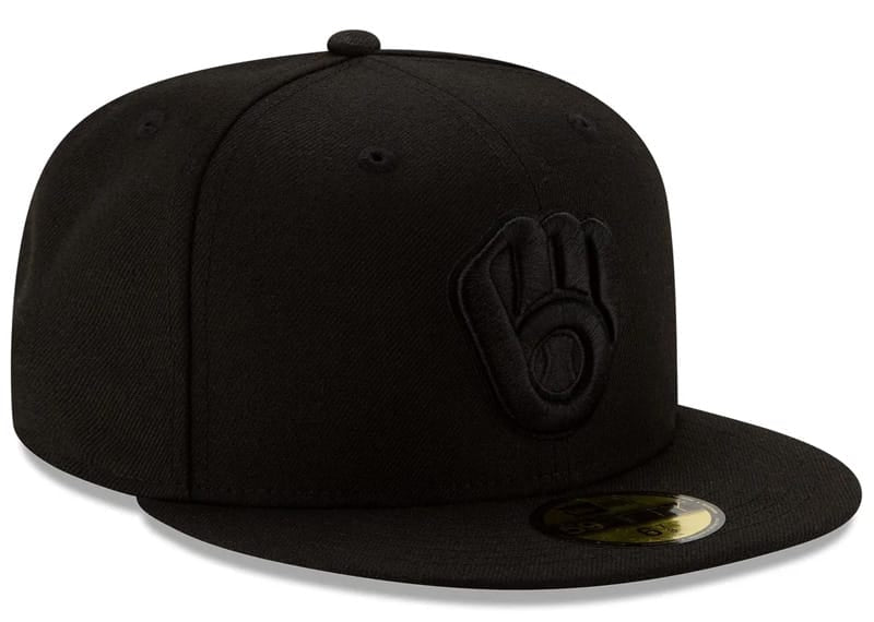 New Era Milwaukee Brewers Black on Black 59FIFTY Fitted Hat Black 7 7/8