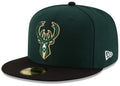 New Era Milwaukee Bucks Official Team Color 2-Tone 59FIFTY Fitted Hat Green/Black 7 5/8