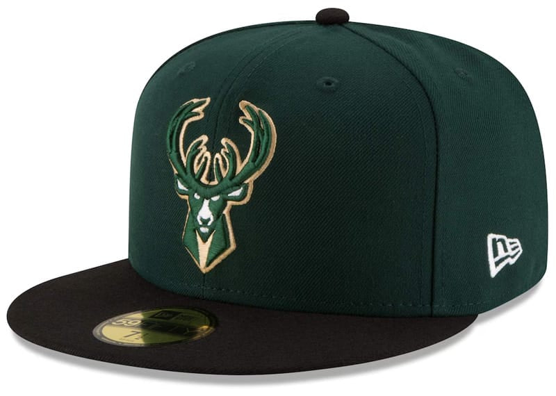 New Era Milwaukee Bucks Official Team Color 2-Tone 59FIFTY Fitted Hat Green/Black 7 5/8