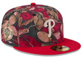 New Era Philadelphia Phillies Leaves 100 Years Anniversary Side Patch 59FIFTY Fitted Hat Multicolor/Red 7 5/8