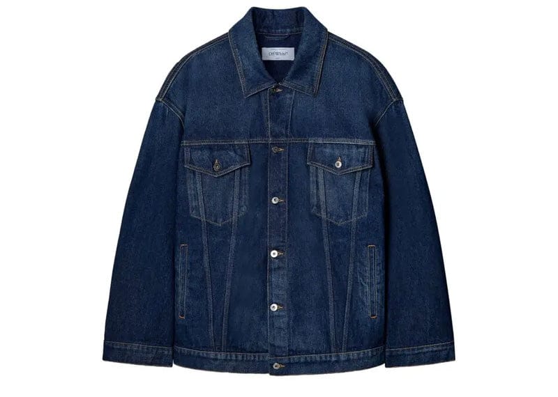 Off-White Arrow Tab Skate Denim Jacket Oversized Blue