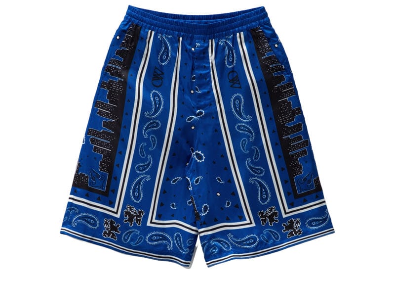 Off-White Bandana Viscose Shorts Blue