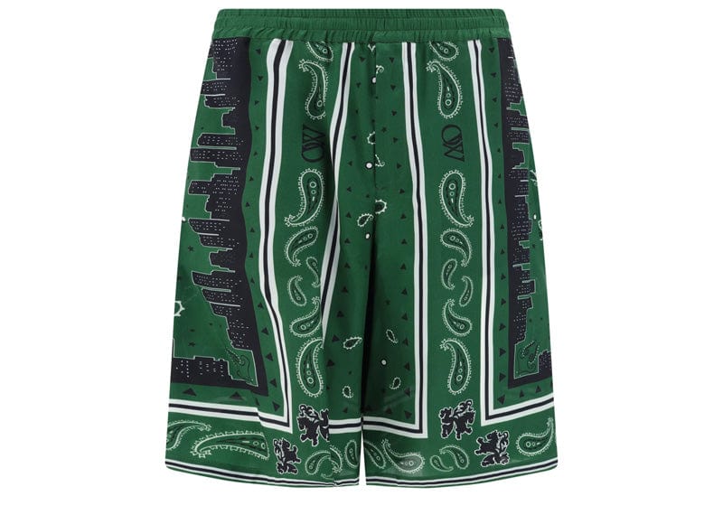 Off-White Bandana Viscose Shorts Green