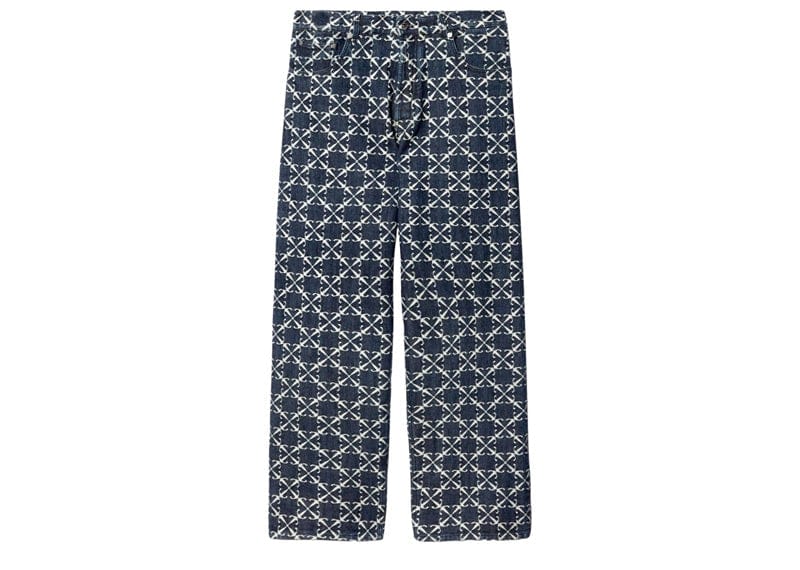 Off-White Blue Arrow Allover Jacquard Straight Jeans