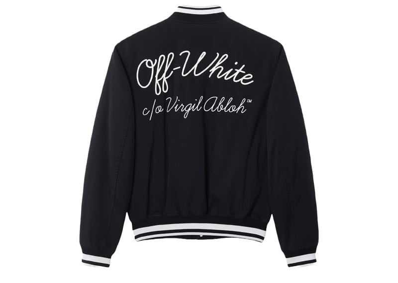 Off-White c/o Virgil Abloh Script Cotgab Souvenir Varsity Jacket Black