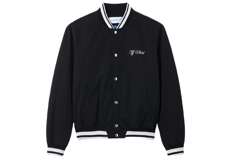 Off-White c/o Virgil Abloh Script Cotgab Souvenir Varsity Jacket Black