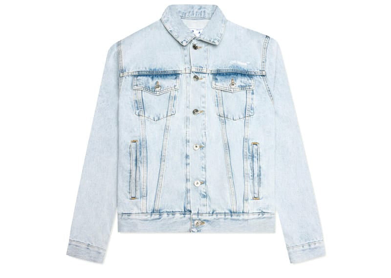 OFF-WHITE Diag Tab Slim Denim Jacket Bleached Blue/White