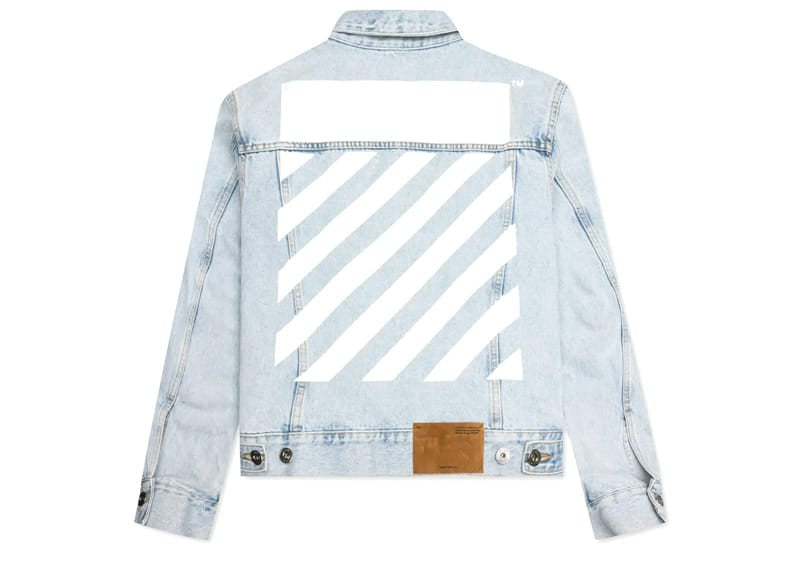 OFF-WHITE Diag Tab Slim Denim Jacket Bleached Blue/White