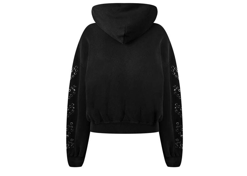 OFF-WHITE Eyelet Diagonal Popover Hoodie Black