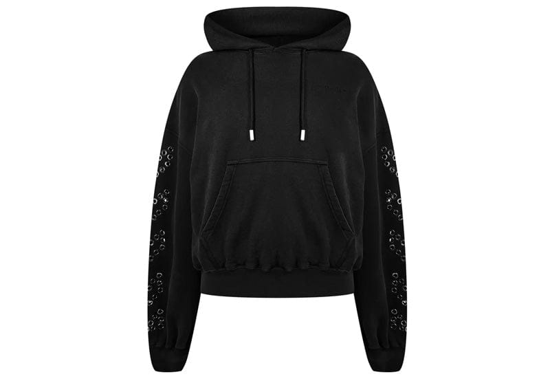 OFF-WHITE Eyelet Diagonal Popover Hoodie Black